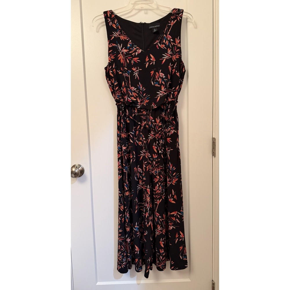 Cynthia Rowley Women's Large Sleeveless Jumpsuit Wide Leg Crop V-neck Blue EUC